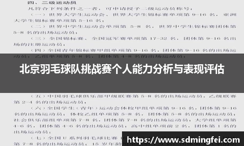 北京羽毛球队挑战赛个人能力分析与表现评估